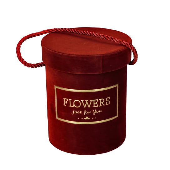 Flowerbox Pudełko Bordowe Okrągłe Welur 12,5X15Cm Kompozycje Kwiatowe Na Prezent ABC