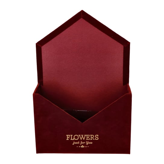 Flowerbox Pudełko Bordowy Koperta Welur 29,5Cm Kompozycje Kwiatowe Na Prezent ABC