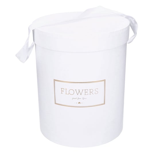 Flowerbox Pudełko Na Kwiaty Okrągły Biały 18X22Cm Kompozycje Kwiatowe Na Prezent ABC
