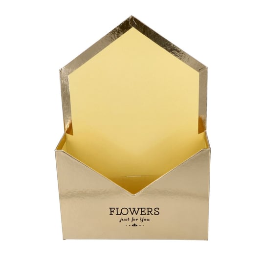 Flowerbox Pudełko Na Kwiaty Złoty Koperta 29,5Cm Kompozycje Kwiatowe Na Prezent ABC