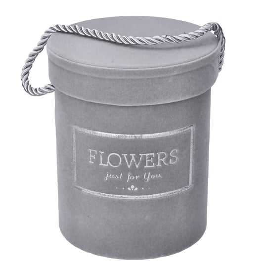 Flowerbox Pudełko Okrągły Welur Szary 12,5X15Cm Kompozycje Kwiatowe Na Prezent ABC