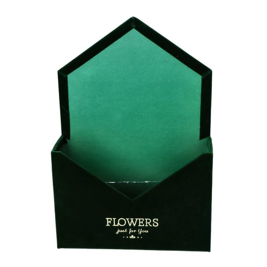 Flowerbox Pudełko Zielone Koperta Welur 29,5Cm Kompozycje Kwiatowe Na Prezent ABC