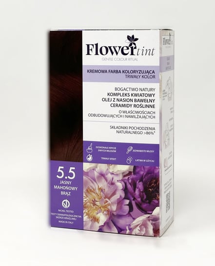 Flowertint, Trwała Farba Do Włosów, Seria Czerwienie, 5.5 Jasny Mahoniowy Brąz FlowerTint