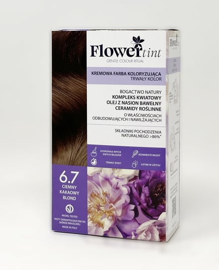 Flowertint, Trwała Farba Do Włosów, Seria Kakao, 6.7 Ciemny Kakaowy Blond FlowerTint