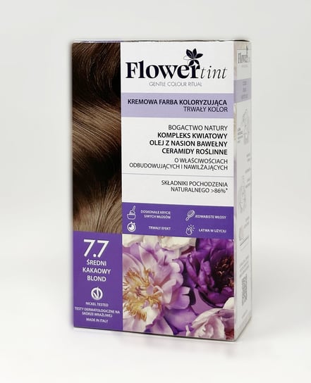 Flowertint, Trwała Farba Do Włosów, Seria Kakao, 7.7 Średni Kakaowy Blond FlowerTint