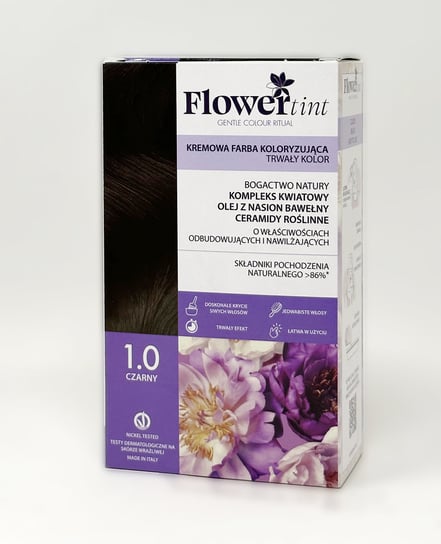 Flowertint, Trwała Farba Do Włosów, Seria Naturalna, 1.0 Czarny FlowerTint