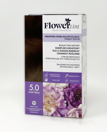 Flowertint, Trwała Farba Do Włosów, Seria Naturalna, 5.0 Jasny Brąz FlowerTint