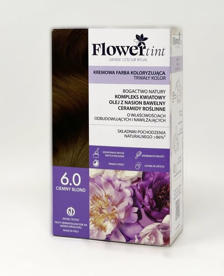 Flowertint, Trwała Farba Do Włosów, Seria Naturalna, 6.0 Ciemny Blond FlowerTint