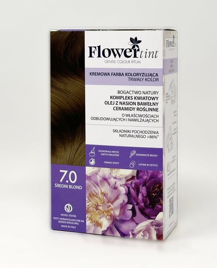Flowertint, Trwała Farba Do Włosów, Seria Naturalna, 7.0 Średni Blond FlowerTint
