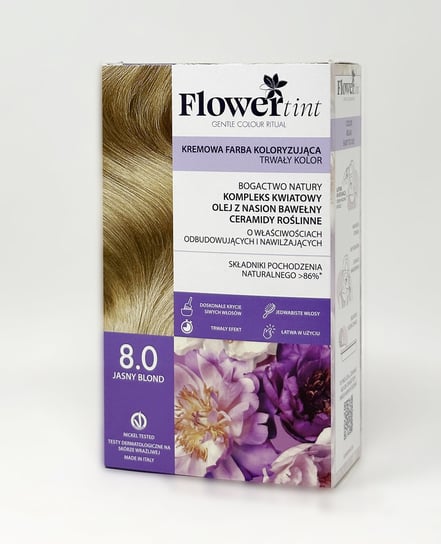 Flowertint, Trwała Farba Do Włosów, Seria Naturalna, 8.0 Jasny Blond FlowerTint