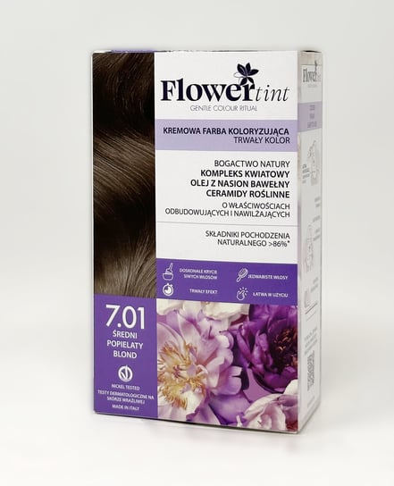 Flowertint, Trwała Farba Do Włosów, Seria Popielaty, 7.01 Średni Popielaty Blond FlowerTint