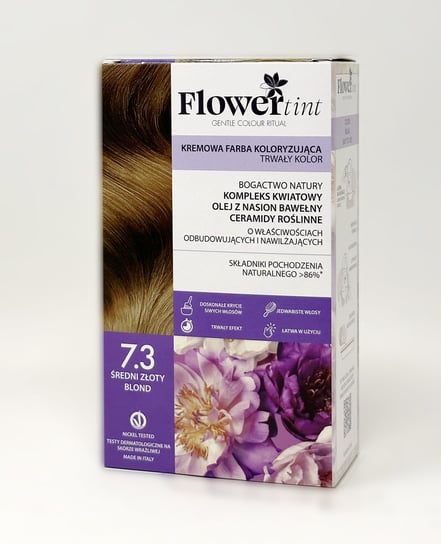 Flowertint, Trwała Farba Do Włosów, Seria Złota, 7.3 Średni Złoty Blond FlowerTint