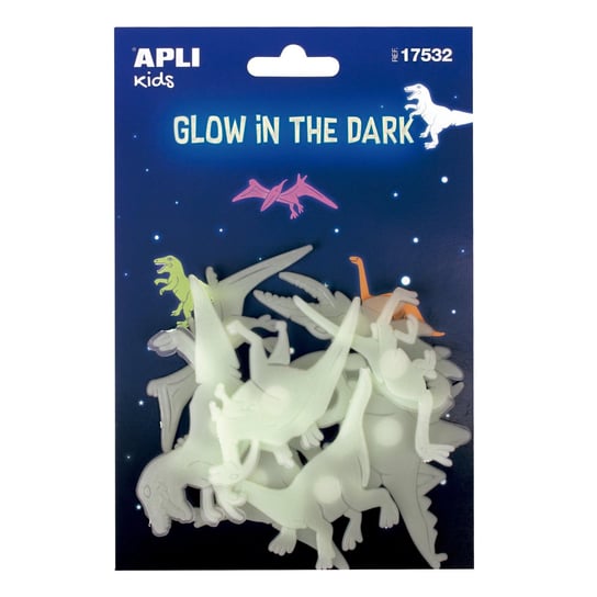 Fluorescencyjne naklejki Apli Kids - Dinozaury 9 sztuk Apli
