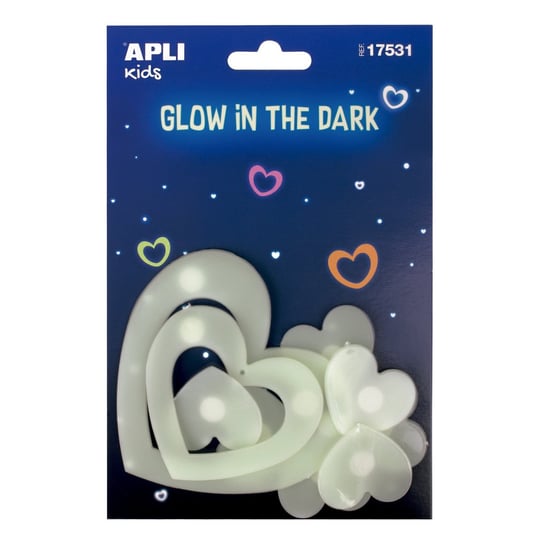 Fluorescencyjne naklejki Apli Kids - Serduszka 9 sztuk APLI Kids