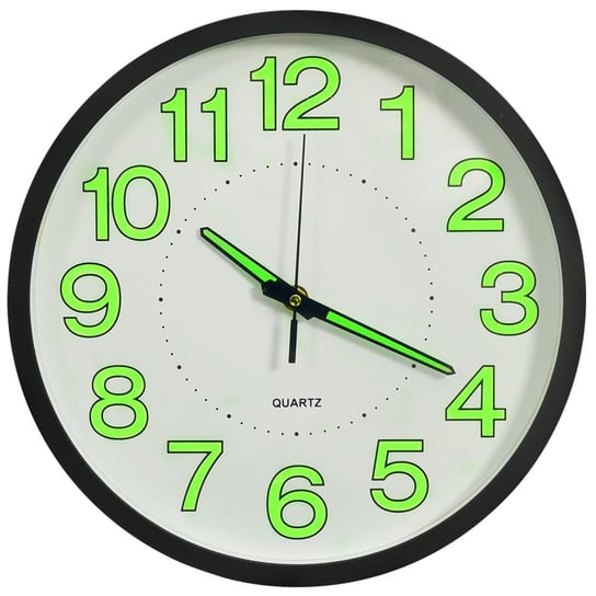 Fluorescencyjny zegar ścienny, czarny, 30 cm vidaXL