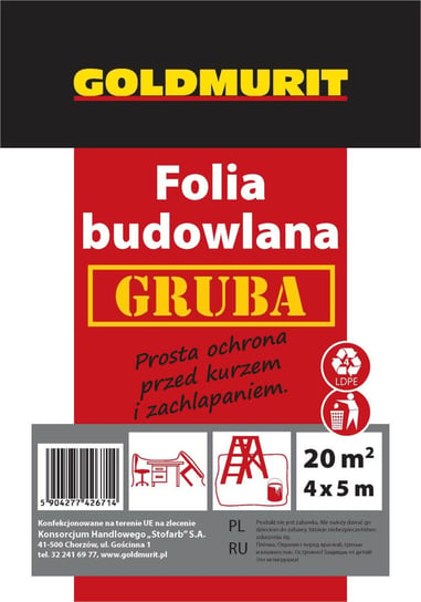 Folia Budowlana LDPE Gruba 4x5m Goldmurit Goldmurit