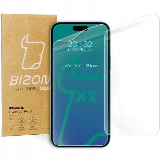 Folia Hydrożelowa Na Ekran Bizon Glass Hydrogel Front Do Iphone 15, 2 Sztuki Bizon