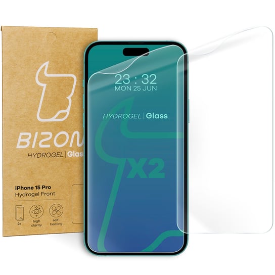 Folia Hydrożelowa Na Ekran Bizon Glass Hydrogel Front Do Iphone 15 Pro, 2 Sztuki Bizon
