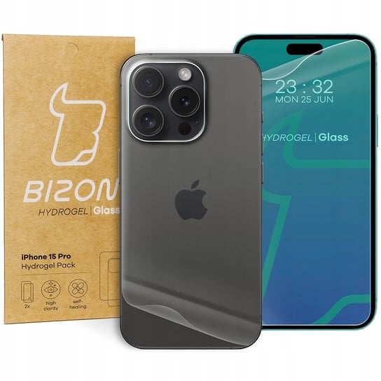 Folia Hydrożelowa Na Tył I Przód Bizon Glass Hydrogel Pack Do Iphone 15 Pro Bizon