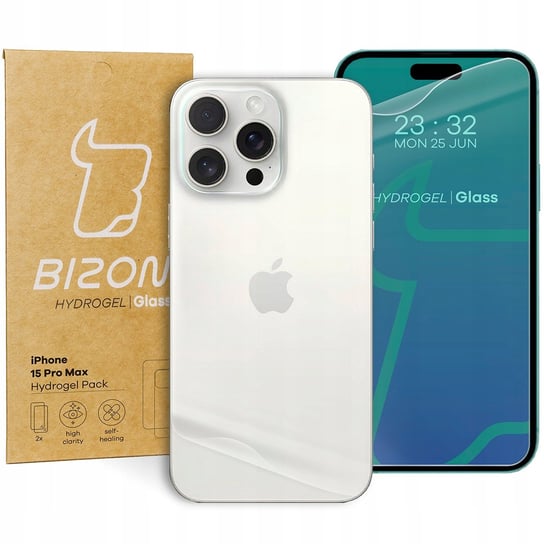 Folia hydrożelowa na tył i przód Bizon Glass Hydrogel Pack do iPhone 15 Pro Max Bizon