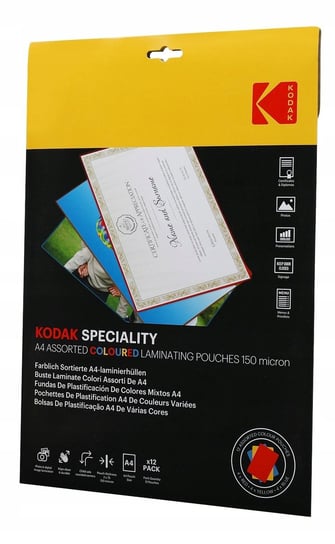 Folia Laminacyjna Do Laminowania Kodak 12x A4 / 3 Kolory / 150 Mikronów / Cat C3650-709 Kodak
