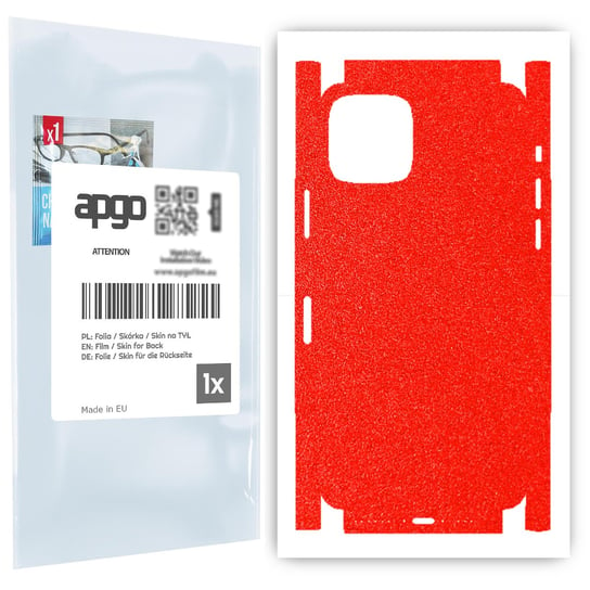 Folia naklejka skórka strukturalna na TYŁ+BOKI do Apple iPhone 11 Pro -  Czerwony Pastel Matowy Chropowaty Baranek - apgo SKINS apgo