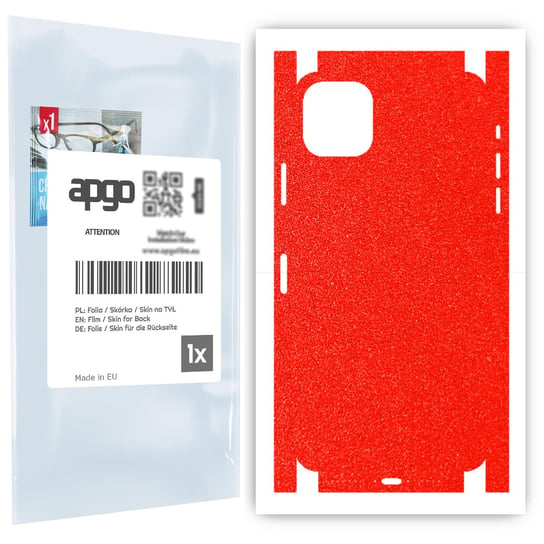 Folia naklejka skórka strukturalna na TYŁ+BOKI do Apple iPhone 11 Pro Max -  Czerwony Pastel Matowy Chropowaty Baranek - apgo SKINS apgo