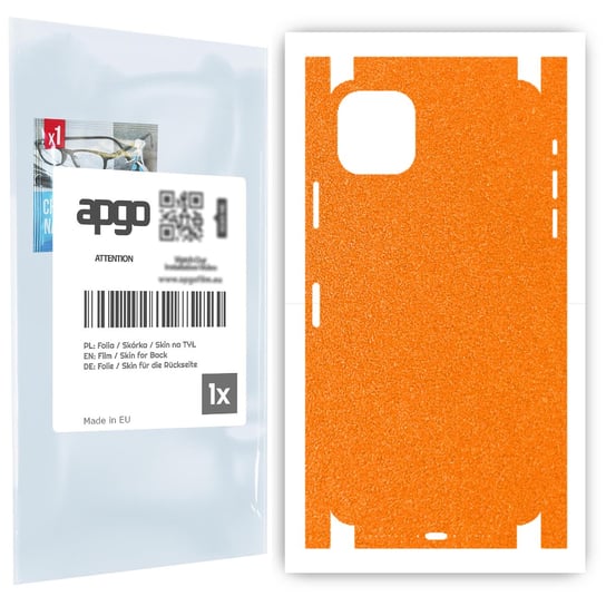 Folia naklejka skórka strukturalna na TYŁ+BOKI do Apple iPhone 11 Pro Max -  Pomarańczowy Pastel Matowy Chropowaty Baranek - apgo SKINS apgo
