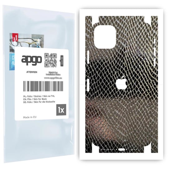 Folia naklejka skórka strukturalna na TYŁ+BOKI do Apple iPhone 11 Pro Max -  Skóra Węża Czarna - apgo SKINS apgo