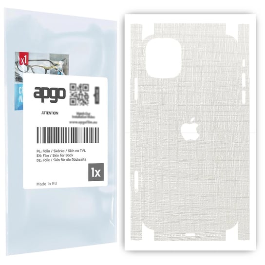 Folia naklejka skórka strukturalna na TYŁ+BOKI do Apple iPhone 11 -  Tkanina Biała - apgo SKINS apgo