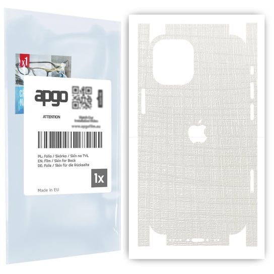 Folia naklejka skórka strukturalna na TYŁ+BOKI do Apple iPhone 12 mini -  Tkanina Biała - apgo SKINS apgo