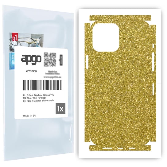 Folia naklejka skórka strukturalna na TYŁ+BOKI do Apple iPhone 12 Pro Max -  Brokat Złoty - apgo SKINS apgo