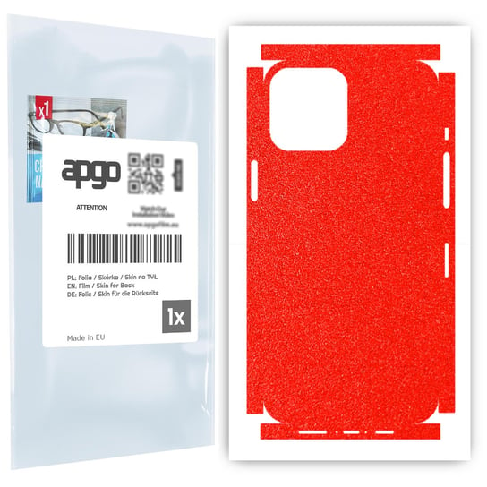 Folia naklejka skórka strukturalna na TYŁ+BOKI do Apple iPhone 12 Pro Max -  Czerwony Pastel Matowy Chropowaty Baranek - apgo SKINS apgo