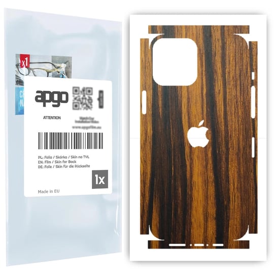 Folia naklejka skórka strukturalna na TYŁ+BOKI do Apple iPhone 12 Pro Max -  Drewno Tygrysie - apgo SKINS apgo