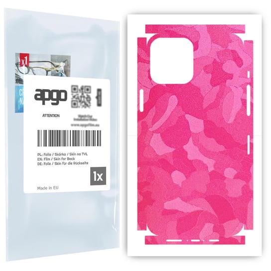 Folia naklejka skórka strukturalna na TYŁ+BOKI do Apple iPhone 12 Pro Max -  Moro | Camo Różowy - apgo SKINS apgo