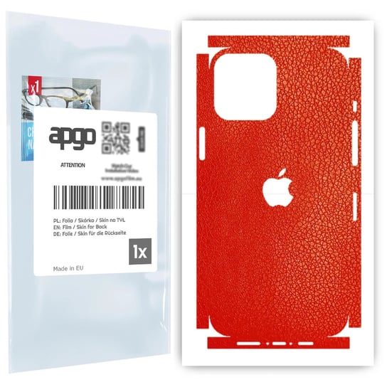 Folia naklejka skórka strukturalna na TYŁ+BOKI do Apple iPhone 12 Pro Max -  Skóra Czerwona - apgo SKINS apgo