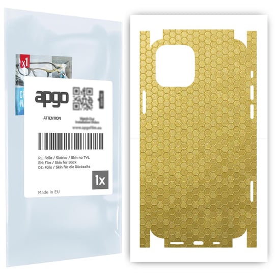 Folia naklejka skórka strukturalna na TYŁ+BOKI do Apple iPhone 12 Pro -  Plaster Miodu Złoty - apgo SKINS apgo