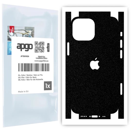 Folia naklejka skórka strukturalna na TYŁ+BOKI do Apple iPhone 13 mini -  Czarny Pastel Matowy Chropowaty Baranek - apgo SKINS apgo