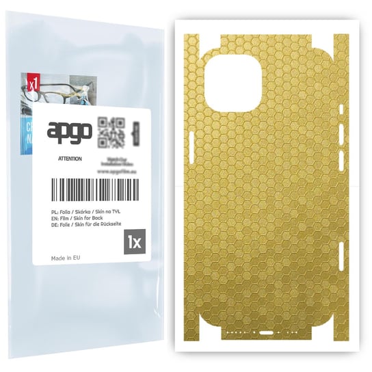 Folia naklejka skórka strukturalna na TYŁ+BOKI do Apple iPhone 13 -  Plaster Miodu Złoty - apgo SKINS apgo