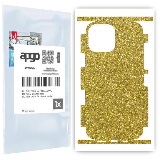 Folia naklejka skórka strukturalna na TYŁ+BOKI do Apple iPhone 13 Pro Max -  Brokat Złoty - apgo SKINS apgo