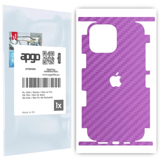 Folia naklejka skórka strukturalna na TYŁ+BOKI do Apple iPhone 13 Pro Max -  Carbon Fioletowy - apgo SKINS apgo