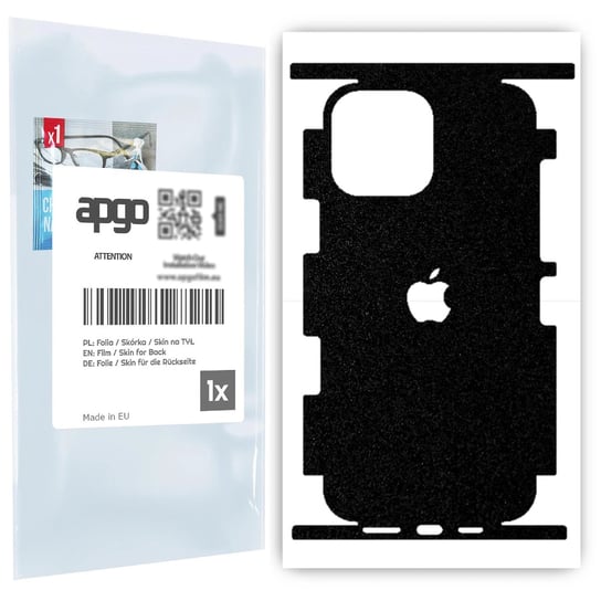 Folia naklejka skórka strukturalna na TYŁ+BOKI do Apple iPhone 13 Pro Max -  Czarny Pastel Matowy Chropowaty Baranek - apgo SKINS apgo