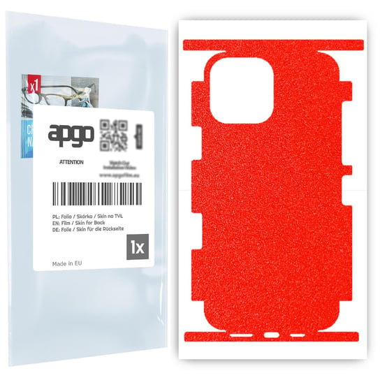 Folia naklejka skórka strukturalna na TYŁ+BOKI do Apple iPhone 13 Pro Max -  Czerwony Pastel Matowy Chropowaty Baranek - apgo SKINS apgo