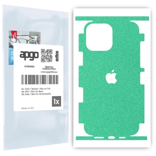 Folia naklejka skórka strukturalna na TYŁ+BOKI do Apple iPhone 13 Pro Max -  Seledynowy Pastel Matowy Chropowaty Baranek - apgo SKINS apgo