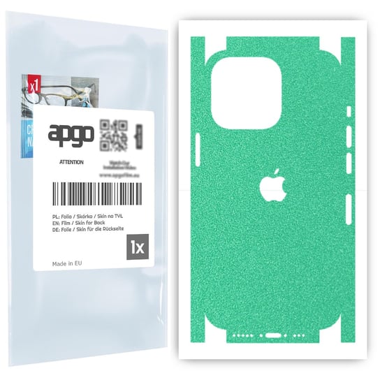Folia naklejka skórka strukturalna na TYŁ+BOKI do Apple iPhone 13 Pro -  Seledynowy Pastel Matowy Chropowaty Baranek - apgo SKINS apgo