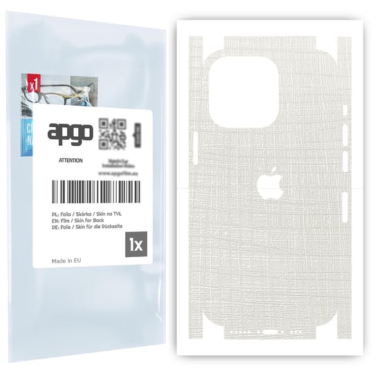 Folia naklejka skórka strukturalna na TYŁ+BOKI do Apple iPhone 13 Pro -  Tkanina Biała - apgo SKINS apgo