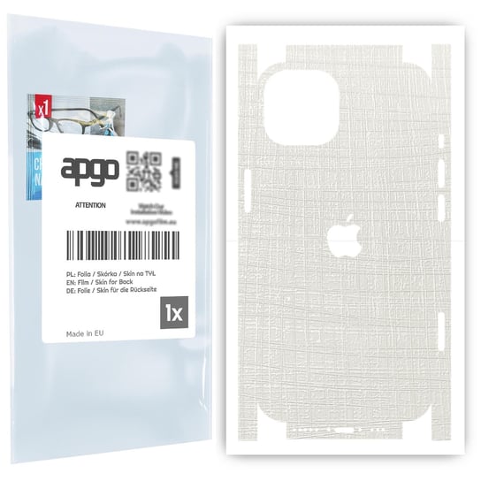 Folia naklejka skórka strukturalna na TYŁ+BOKI do Apple iPhone 13 -  Tkanina Biała - apgo SKINS apgo