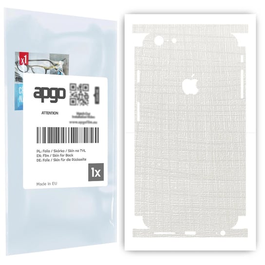 Folia naklejka skórka strukturalna na TYŁ+BOKI do Apple iPhone 6 Plus -  Tkanina Biała - apgo SKINS apgo