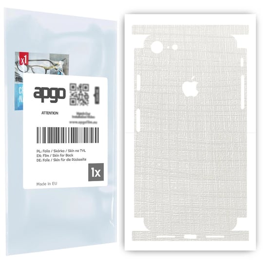 Folia naklejka skórka strukturalna na TYŁ+BOKI do Apple iPhone 8 -  Tkanina Biała - apgo SKINS apgo