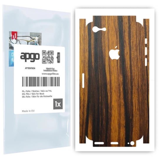 Folia naklejka skórka strukturalna na TYŁ+BOKI do Apple iPhone SE (2016 pierwszy model) -  Drewno Tygrysie - apgo SKINS apgo